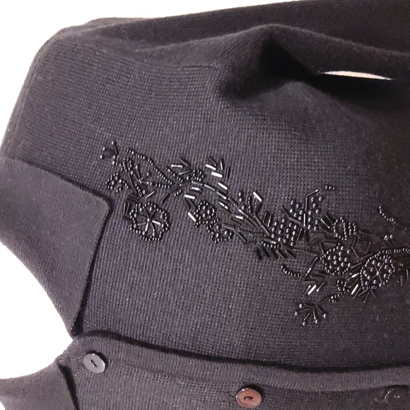 Vintage The Work Beaded Wool Blend Cardigan- Sz. SP - Picture 3 of 7